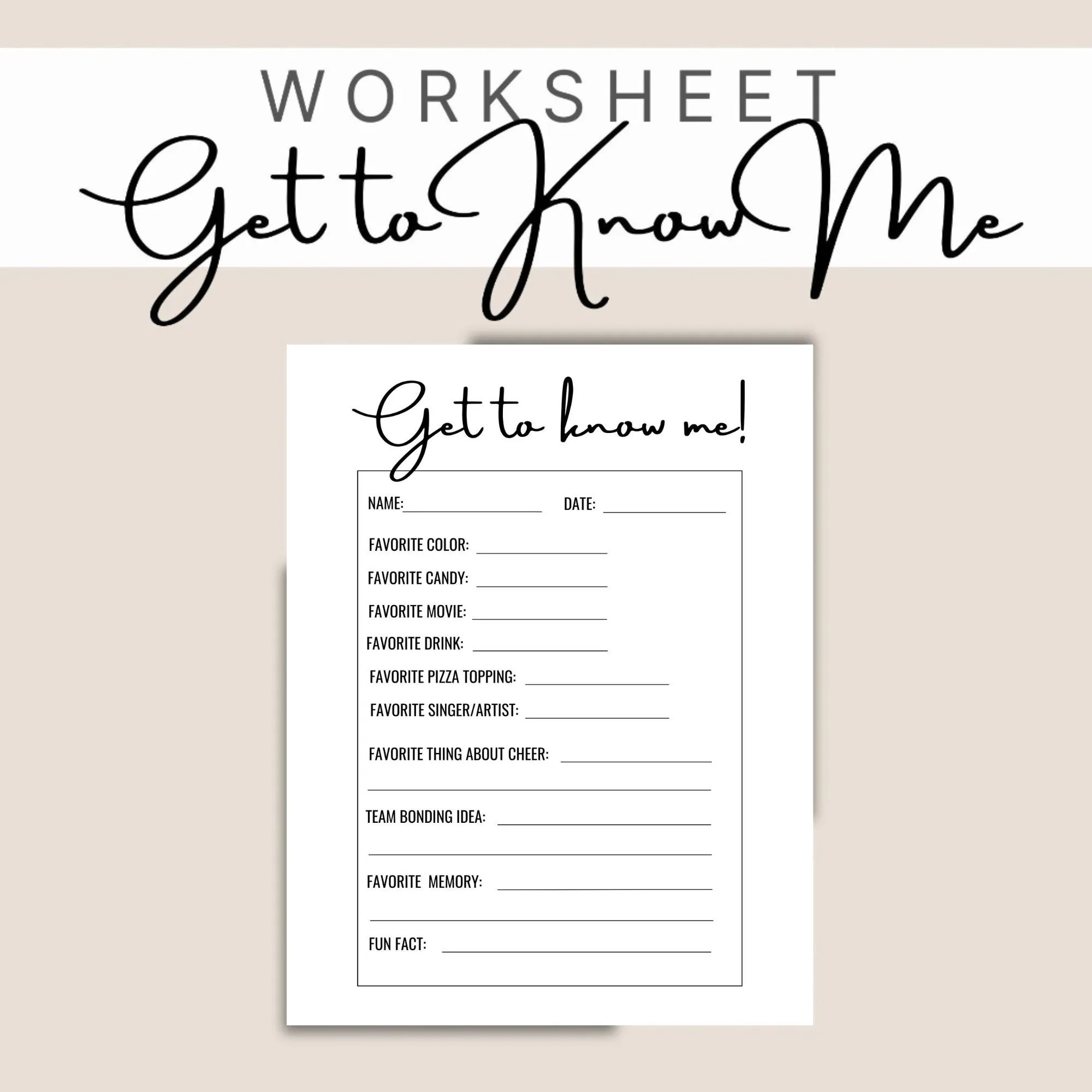 Get To Know You Printable Activities