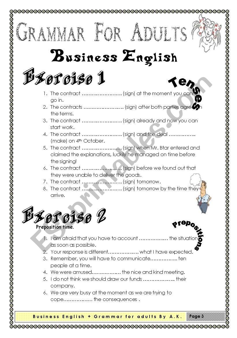 Grammar For Adults Business English ESL Worksheet By 