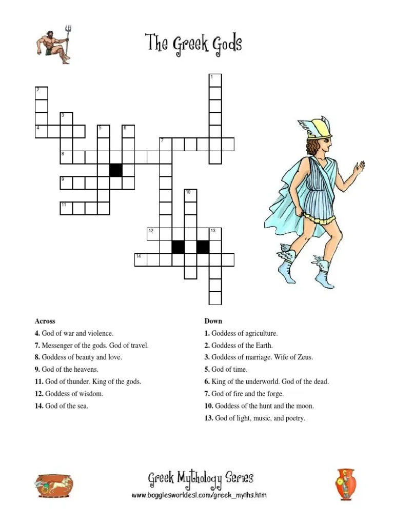 Mythology Crossword Puzzles Printable