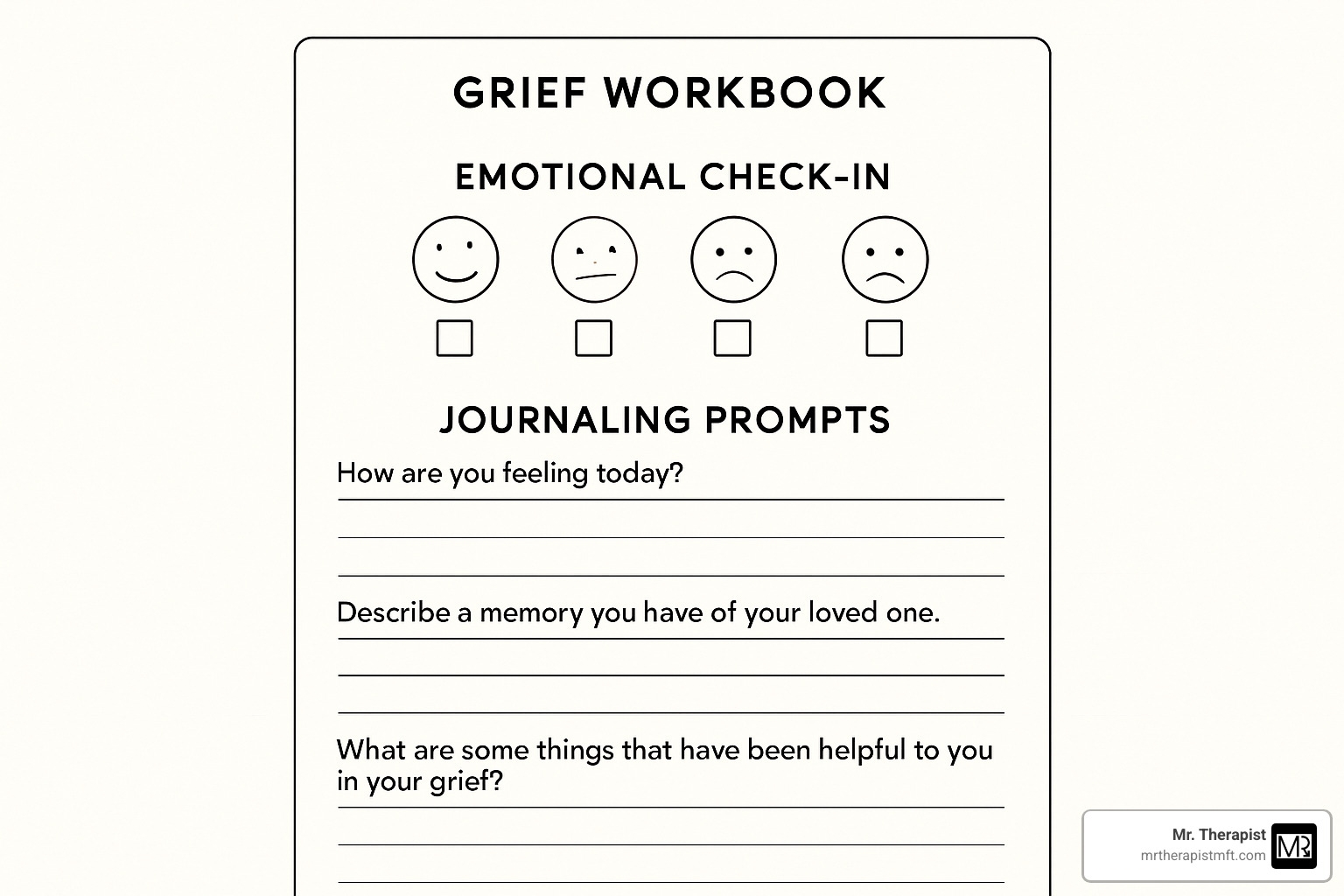 Printable Grief Worksheets