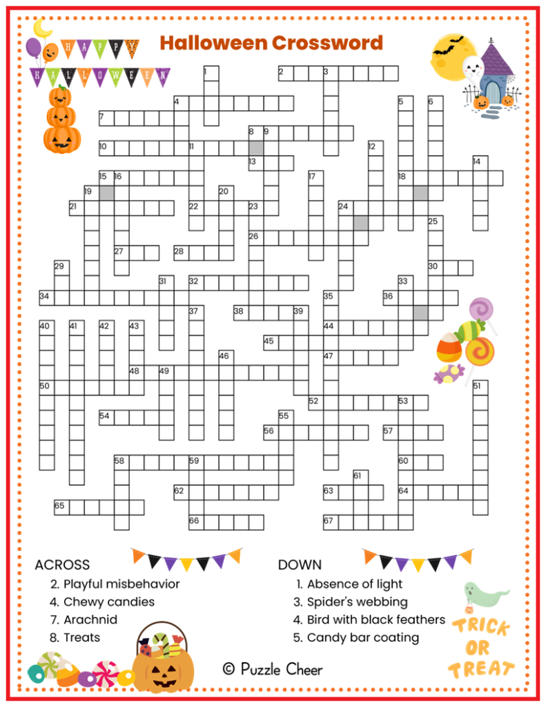 Kids Halloween Crossword Puzzles Printable