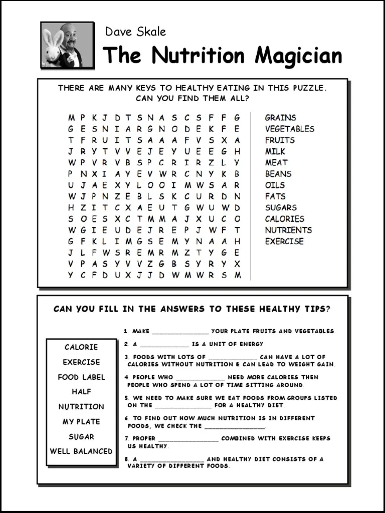 Healthy Eating Puzzle Guide PDF Healthy Diet Foods