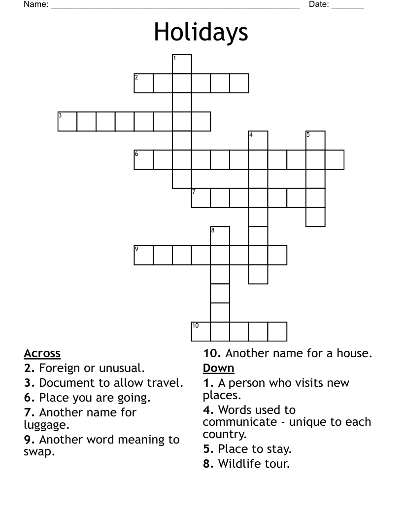 Free Printable Crossword Puzzles Usa Holidays