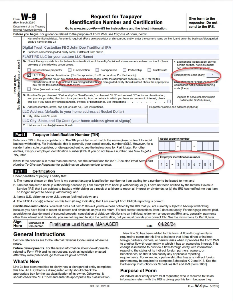 W 9 Form Download Irs