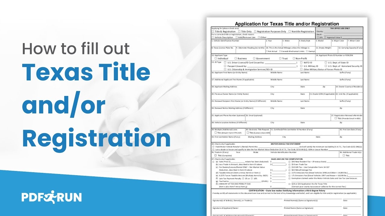 How To Fill Out Texas Title Registration Form Online PDFRun