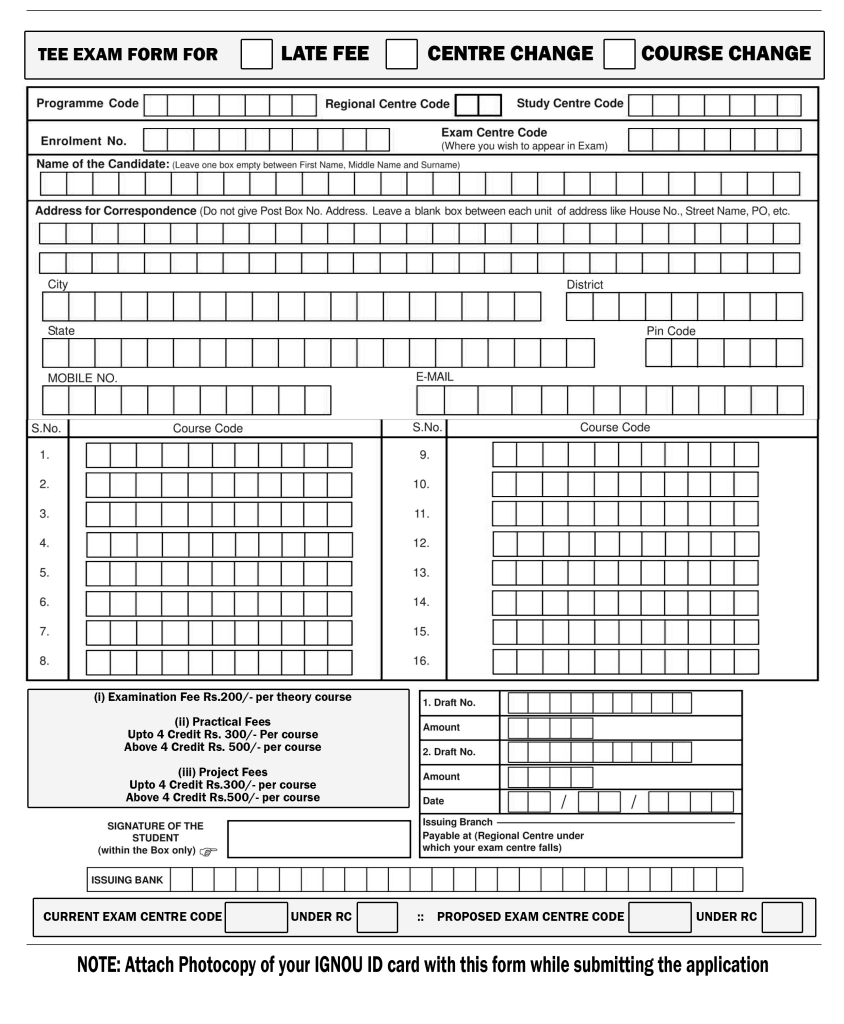 Ignou Exam Form June 2023 Download