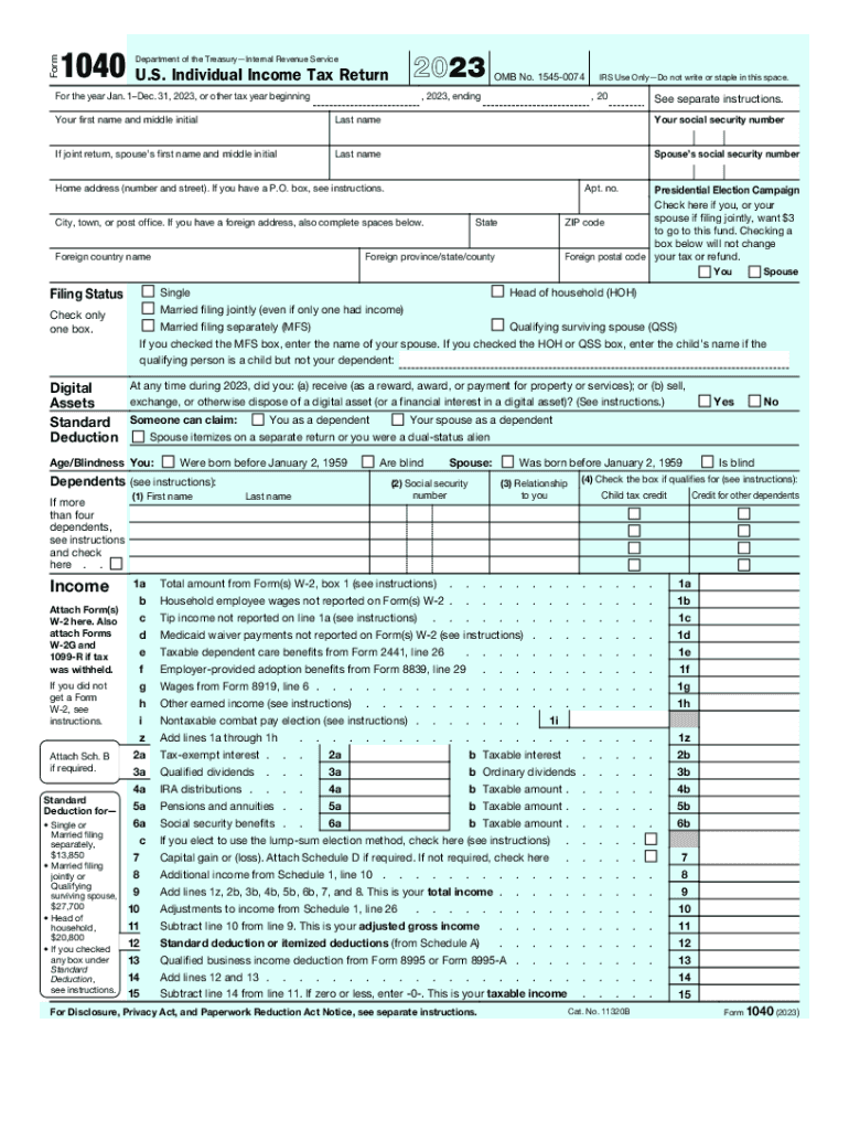 Irs 1040 Form 2023 Fill Out amp Sign Online DocHub