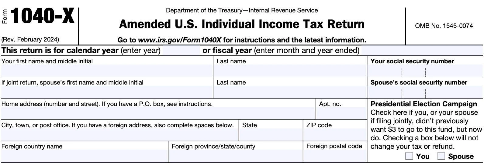 1040 X Form 2023 Instructions