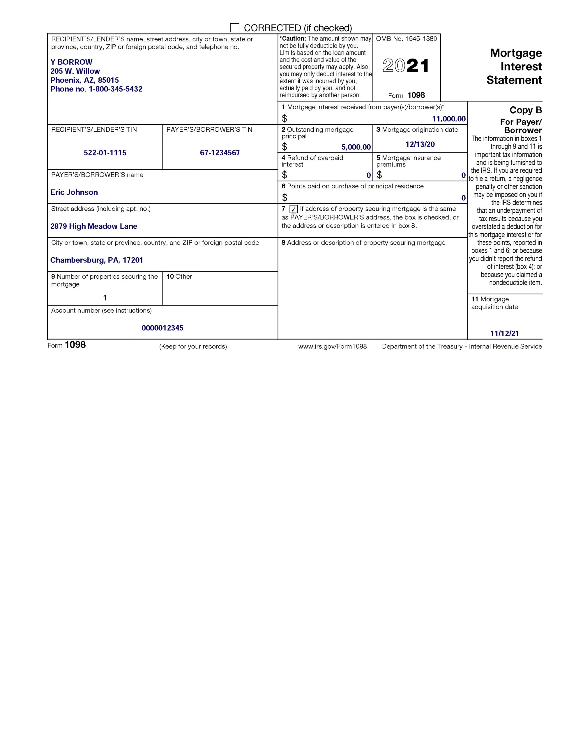 IRS Form 1098 Automated Document Processing Vantage Document AI