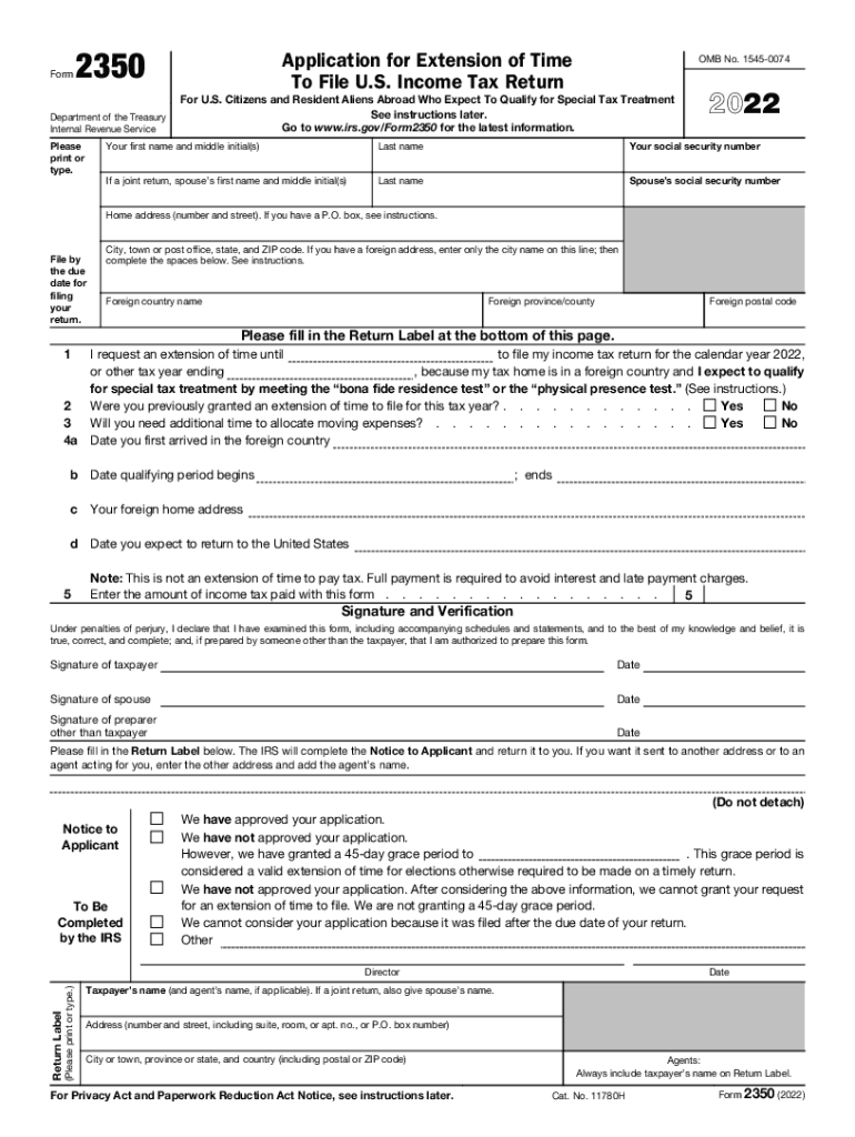 Irs Form 2350 Fill Out amp Sign Online DocHub