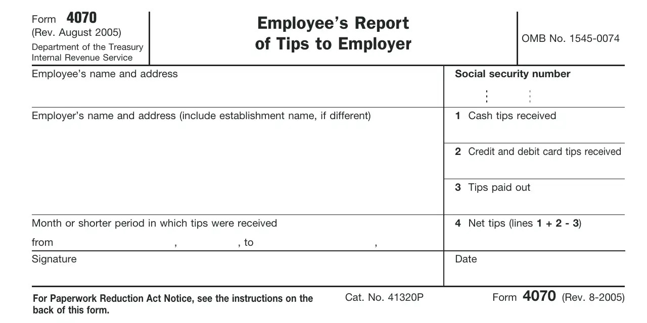 Irs Form 4070a Pdf Single Page