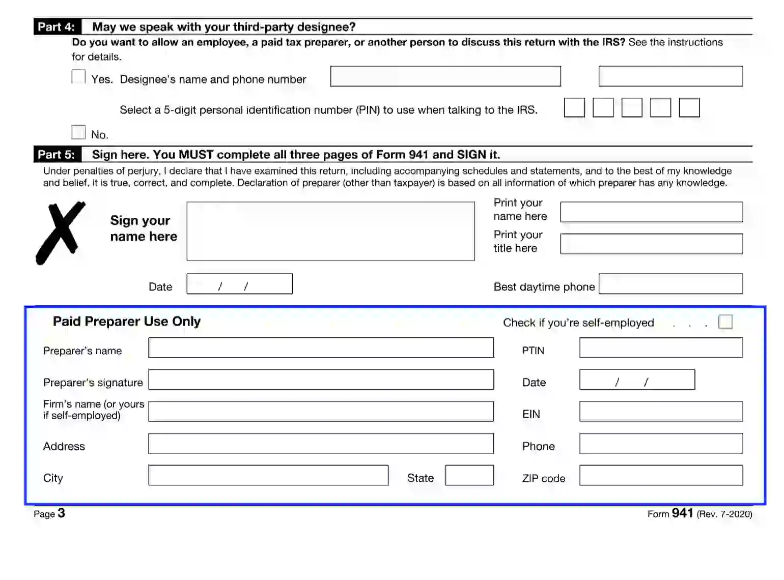 Printable Form 941 2020