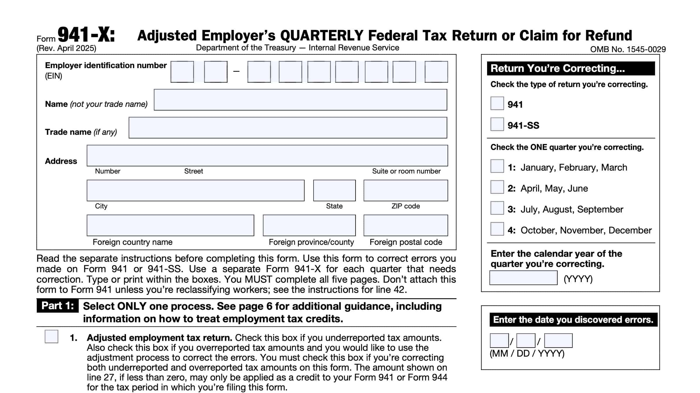 Irs Form 941 X 2024