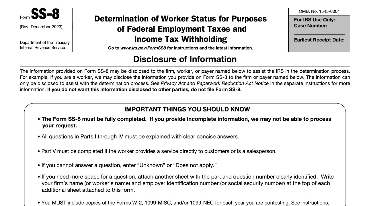 Irs Tax Form Ss-8