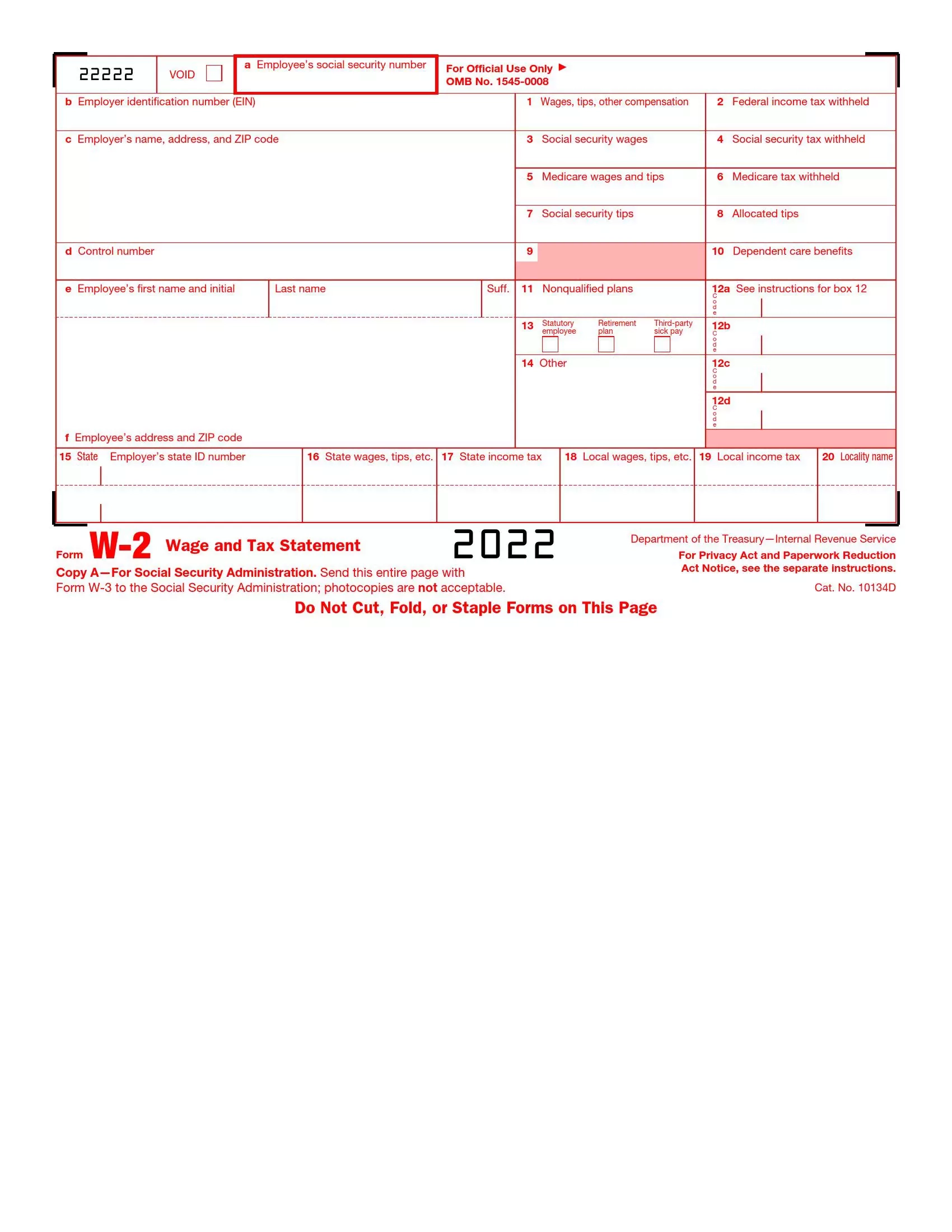 W2 Form 2025 Free Printable