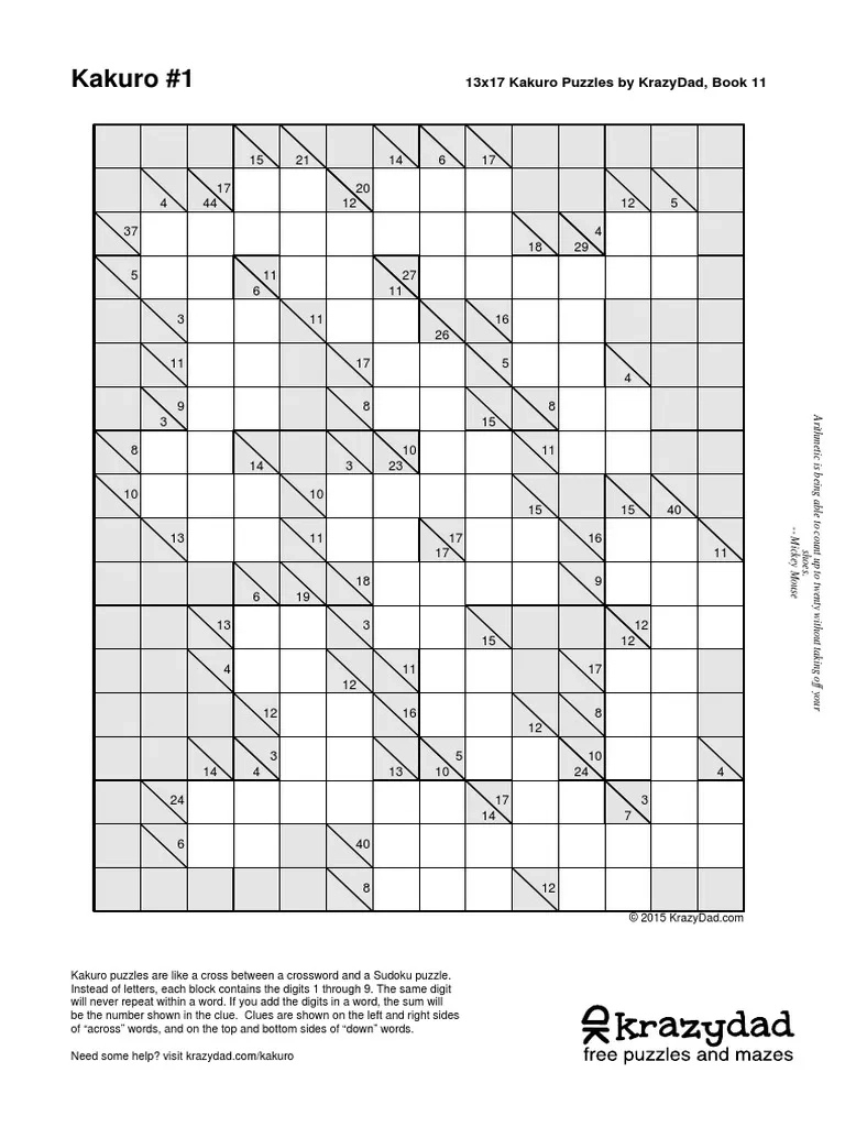 Kakuro Volume 1 11 20 PDF PDF Crossword Games Of Mental 