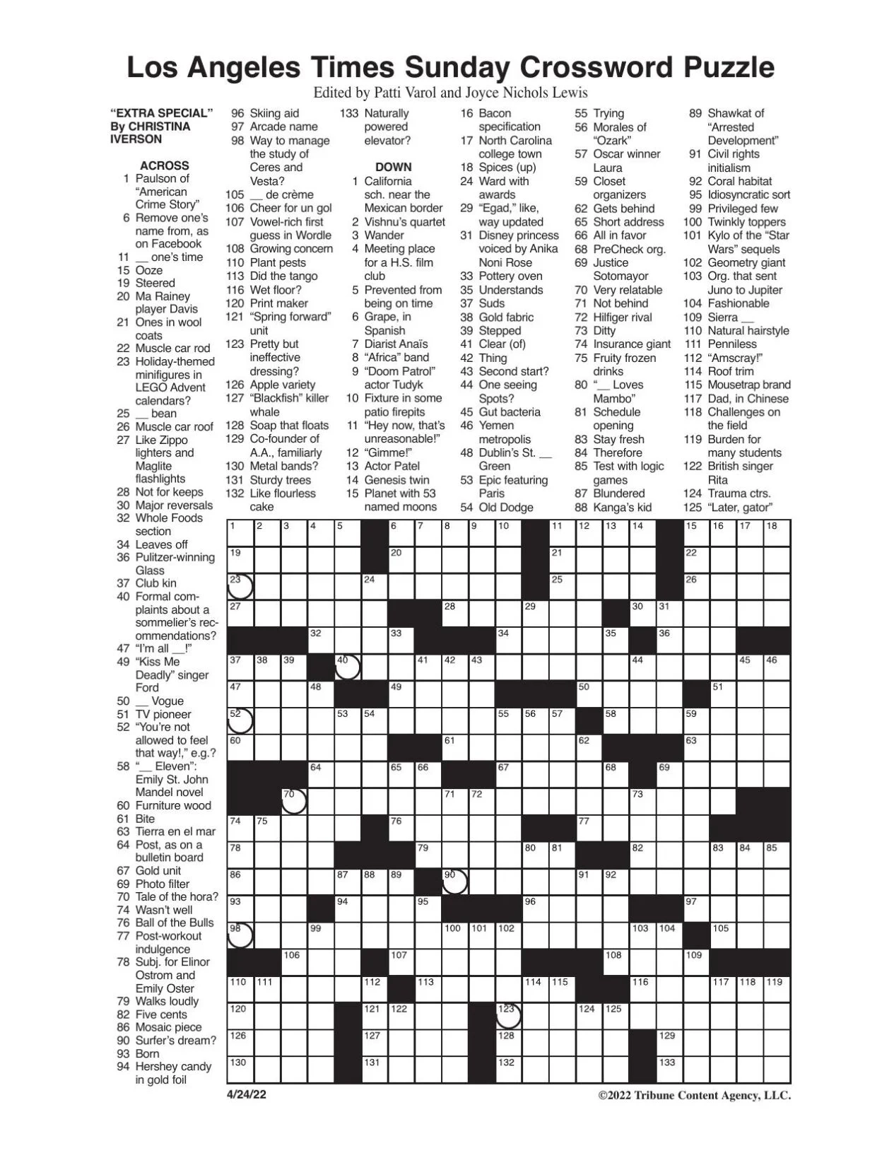 Printable Sunday Crossword Puzzles