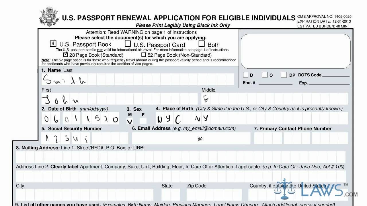 United States Passport Renewal Form 2024