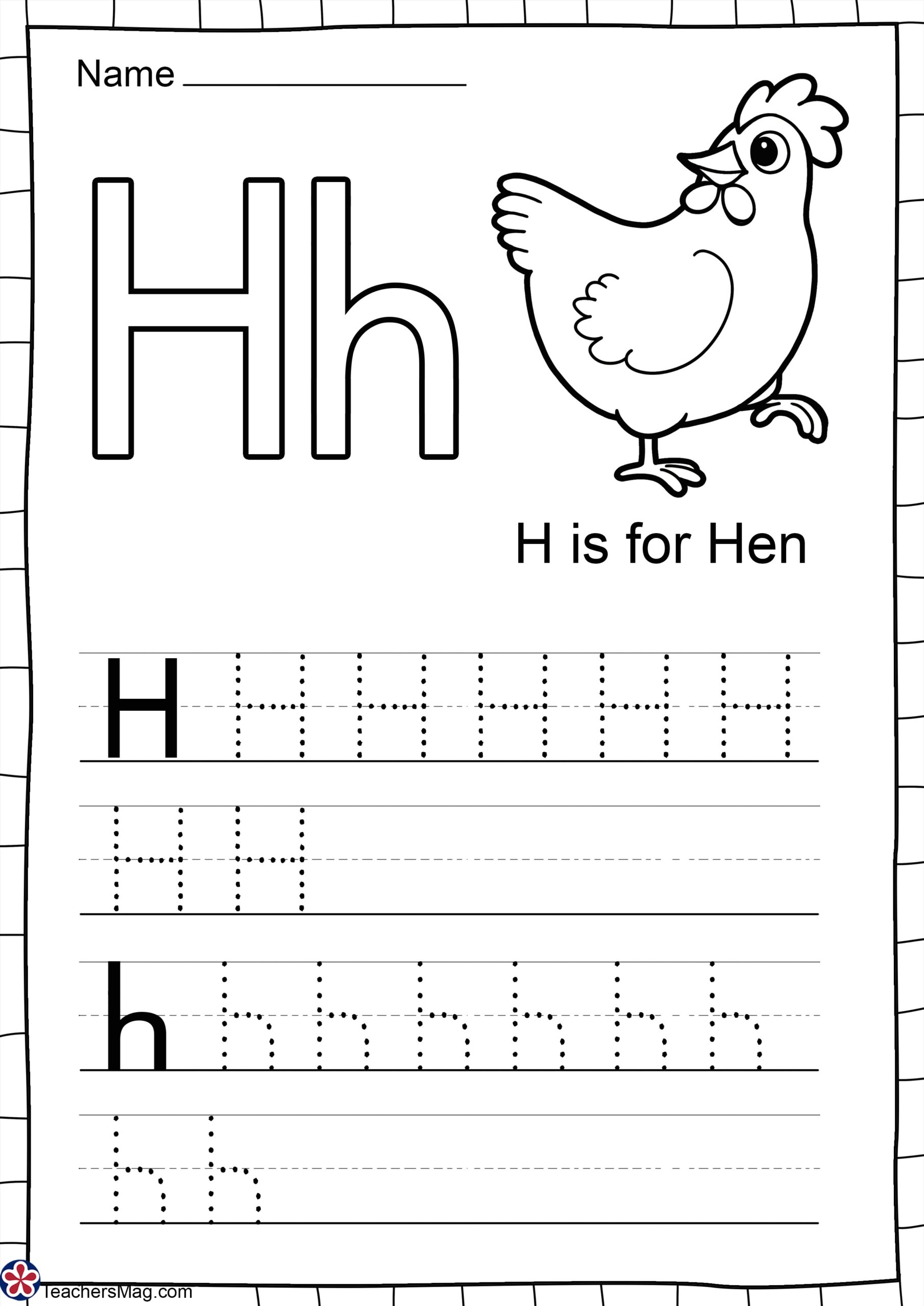 Free Printable Letter H Worksheets For Kindergarten