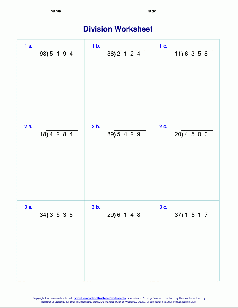 4th Grade Division Worksheets Free Printable