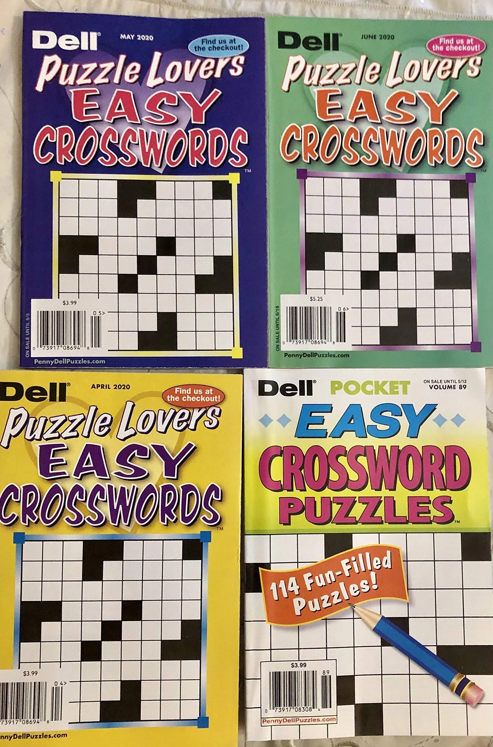 Lot Of 4 Dell Puzzle Lovers Pocket Easy Crosswords Puzzles