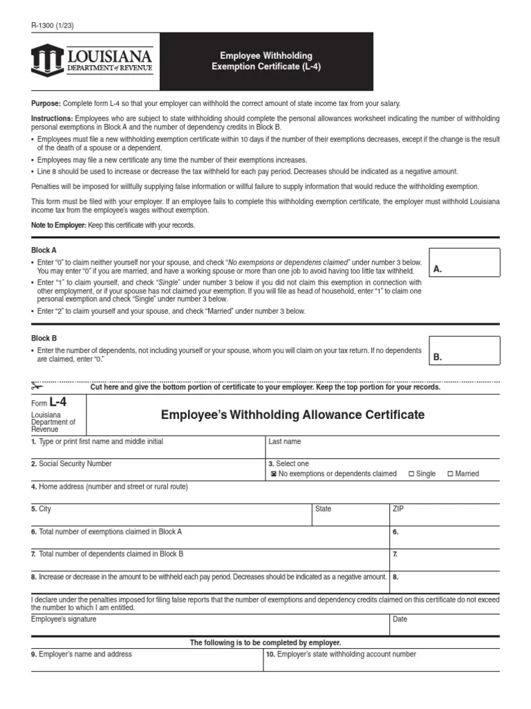 Louisiana L1 Form 2024