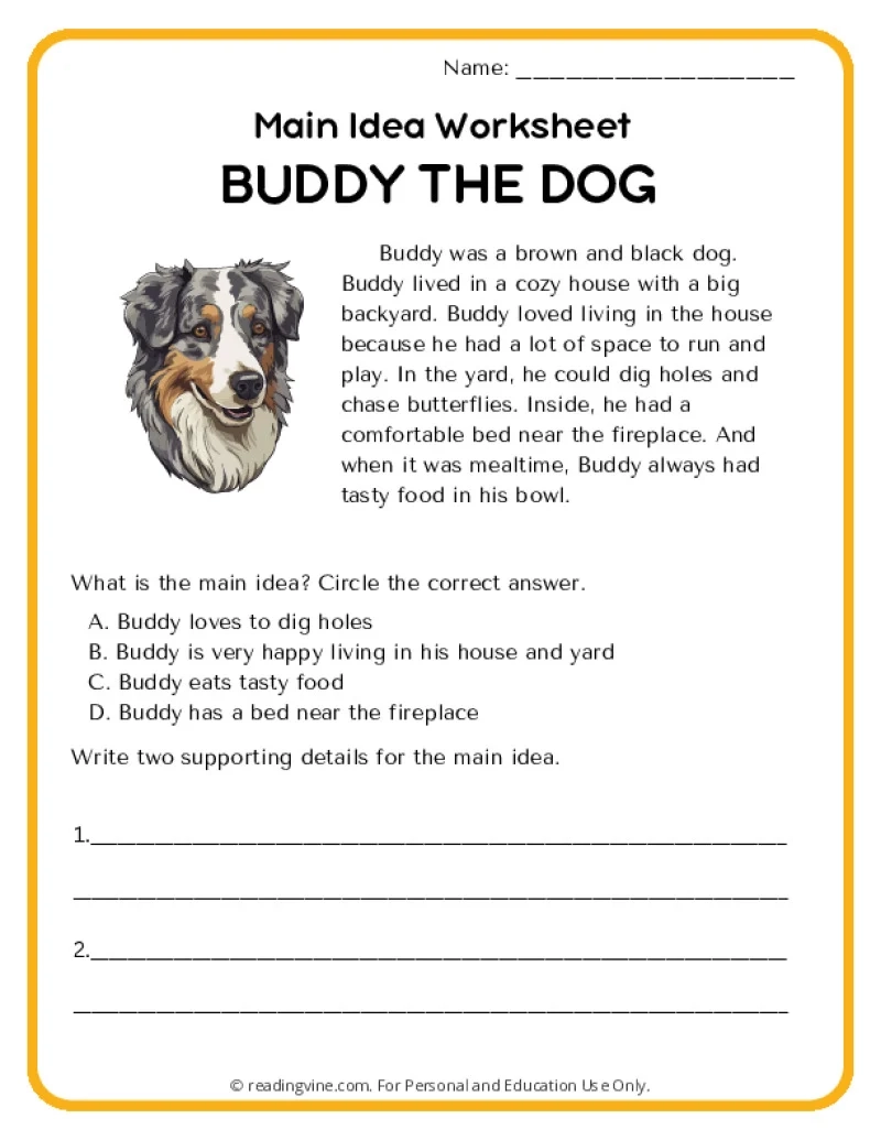 Free Printable Main Idea Worksheets 4th Grade