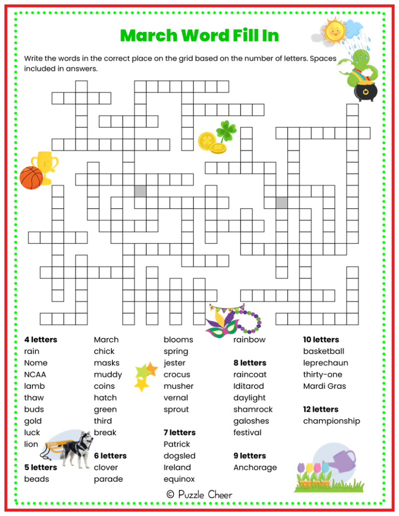 Printable Word Fill In Puzzles For Adults