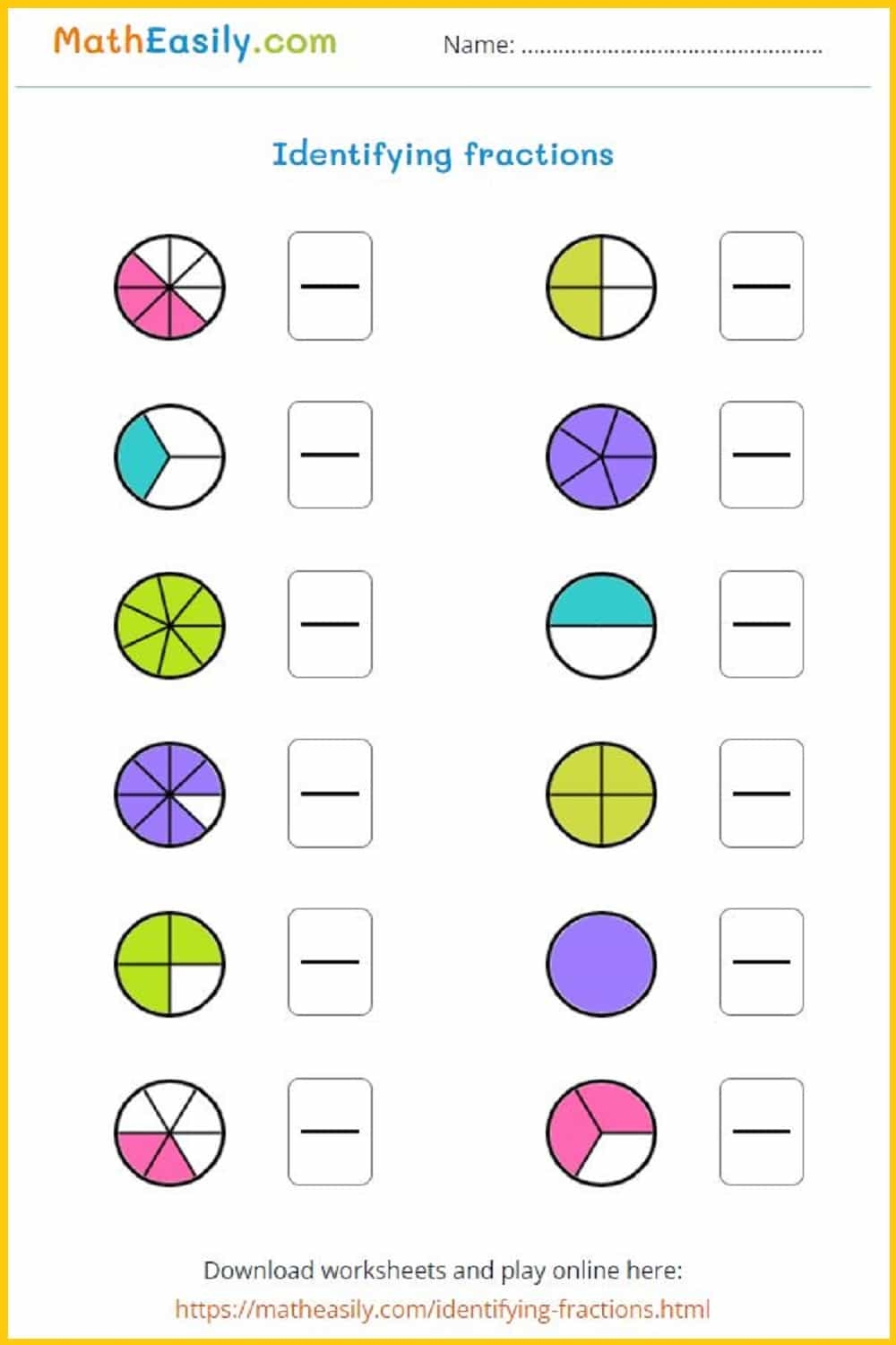 Fraction Worksheets Printable Free
