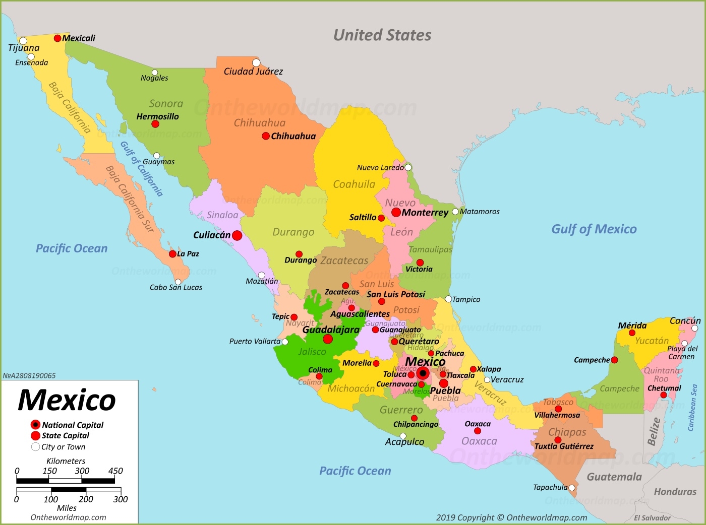 Map Of Mexico Printable