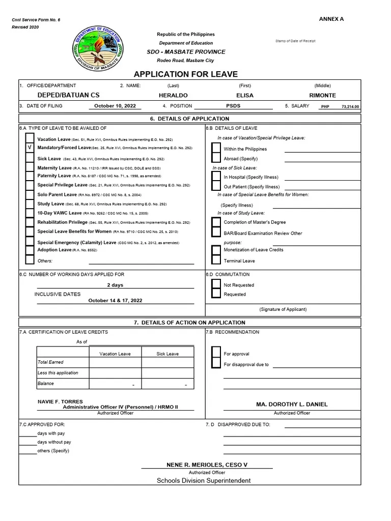 Form 6 Deped 2023 Editable Pdf Download