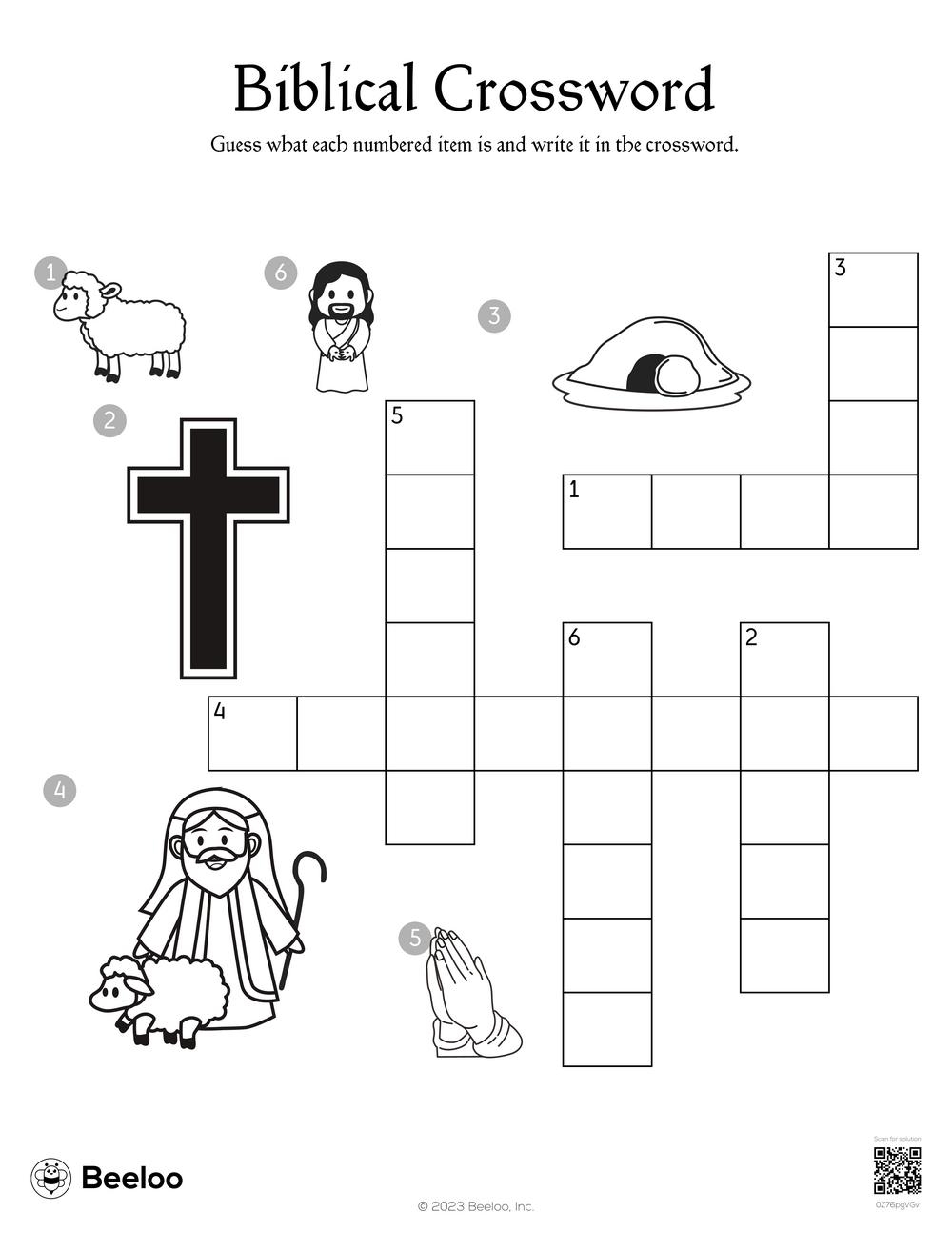 Bible Crossword Puzzles Printable For Kids