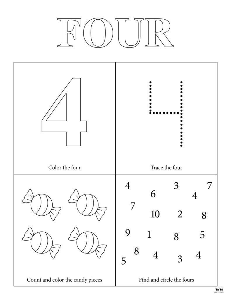 Free Printable Preschool Number 4 Worksheets