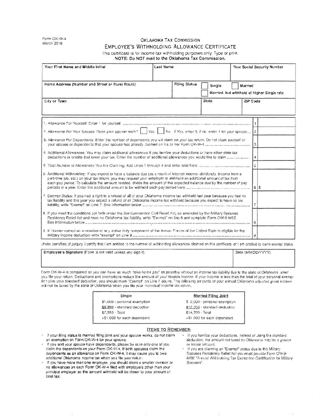 Oklahoma Tax Warrant Printable Coloring Template