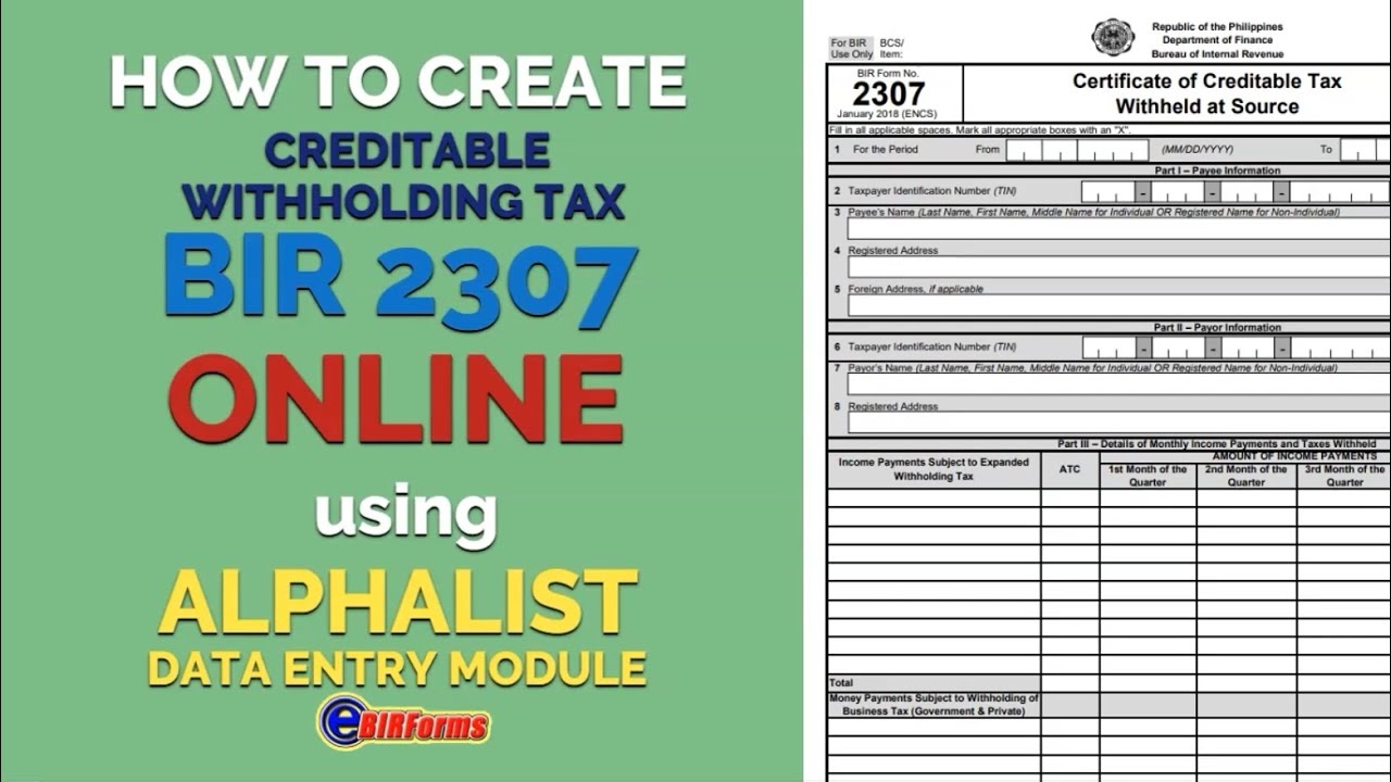 Paano Gumawa Ng BIR Form 2307 Online Gamit Ang Alphalist Data 