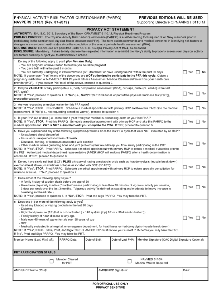 Parfq Navy Form 2023