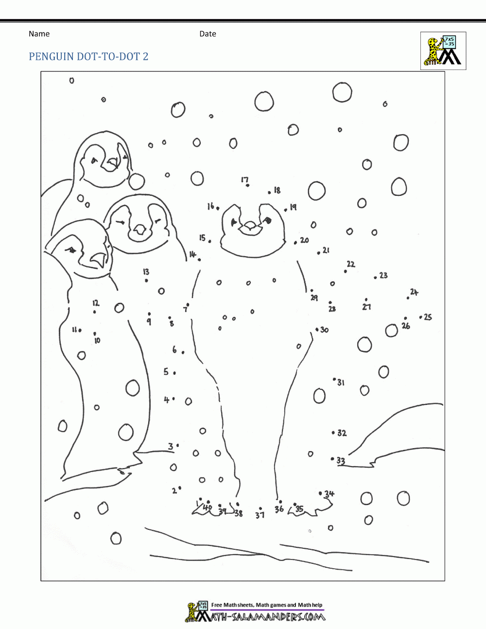 Penguin Dot To Dot Worksheets Library