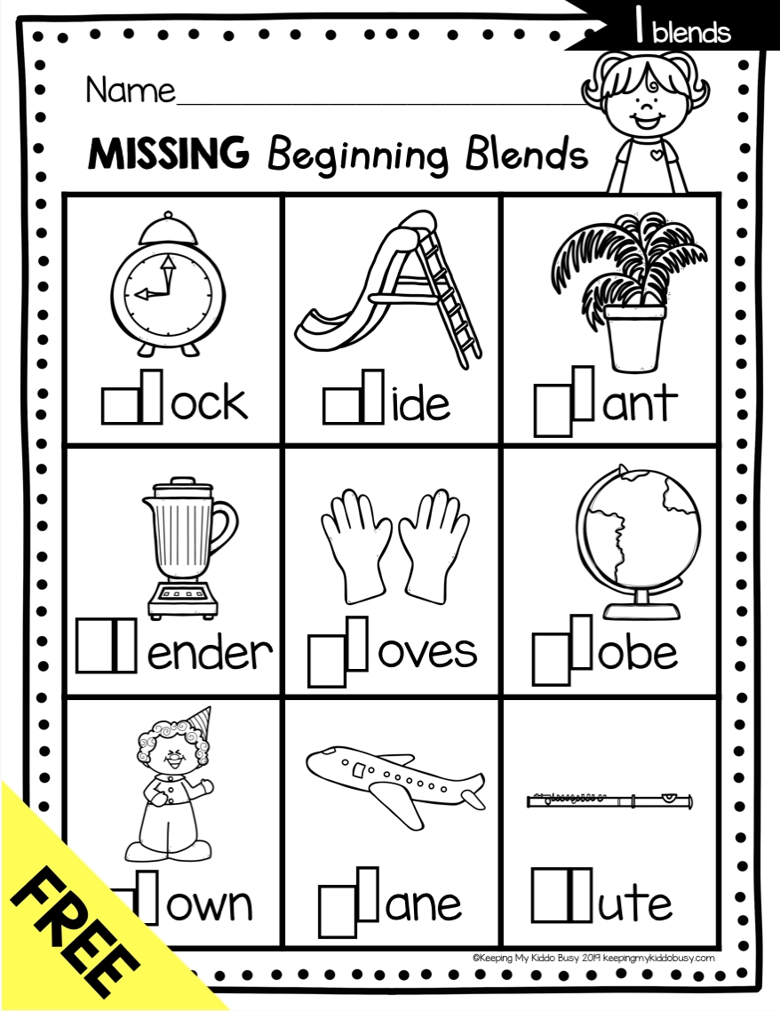 Phonics Unit 5 Consonant Blends FREEBIE Keeping My Kiddo Busy
