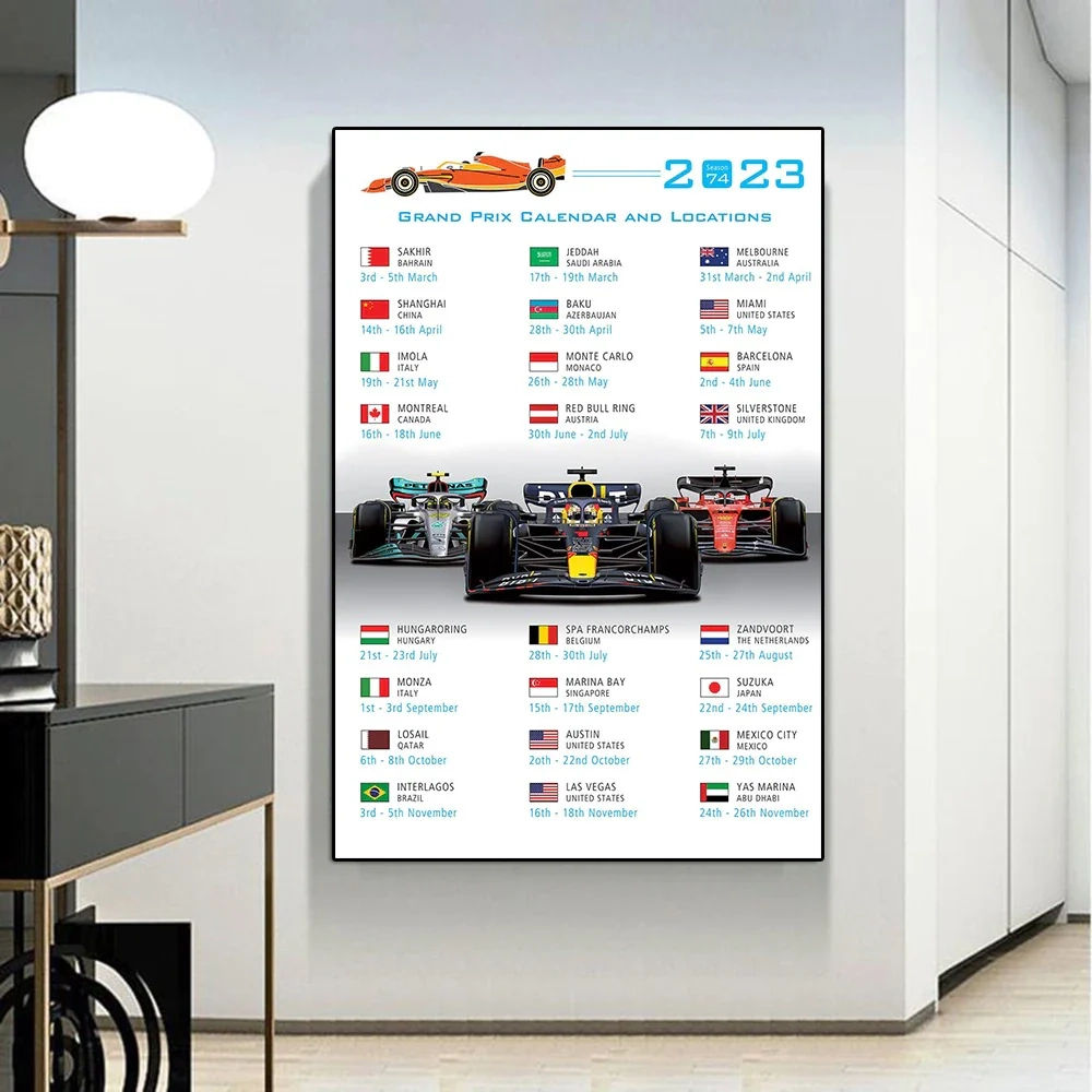 Poster Calendrier Saison 2023 De Formule 1 Fineartsfrance