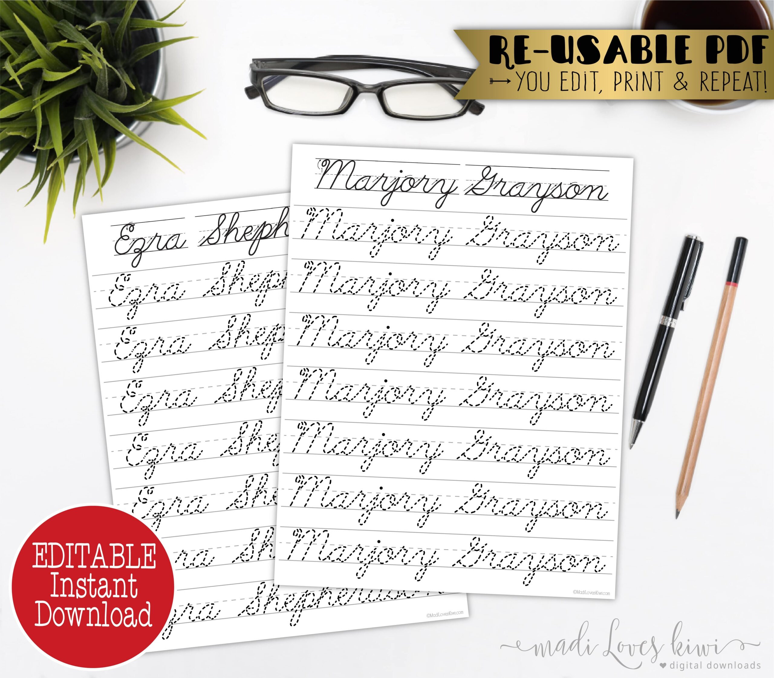 Printable Cursive Name Handwriting Worksheets