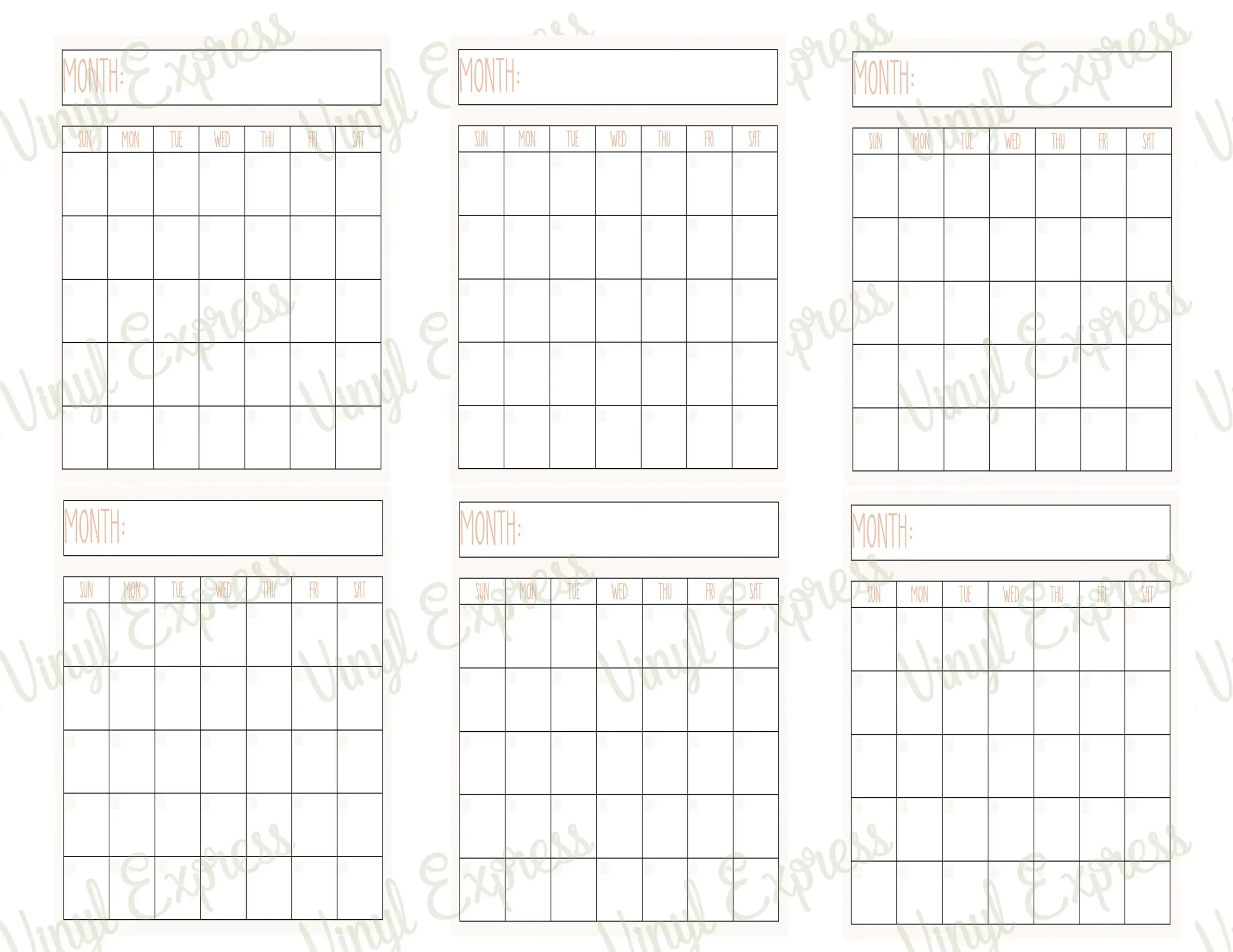 Blank Calendar Printable 6 Months