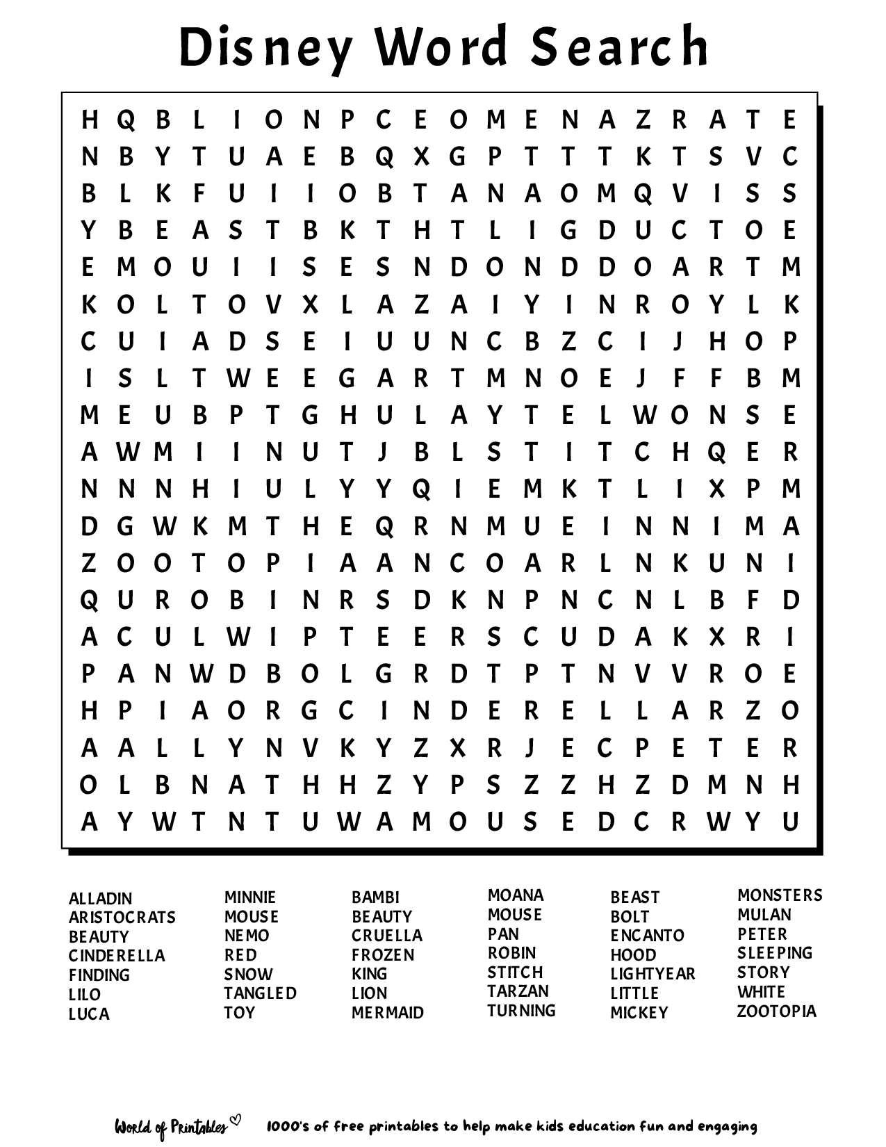 Free Printable Search A Word Puzzles