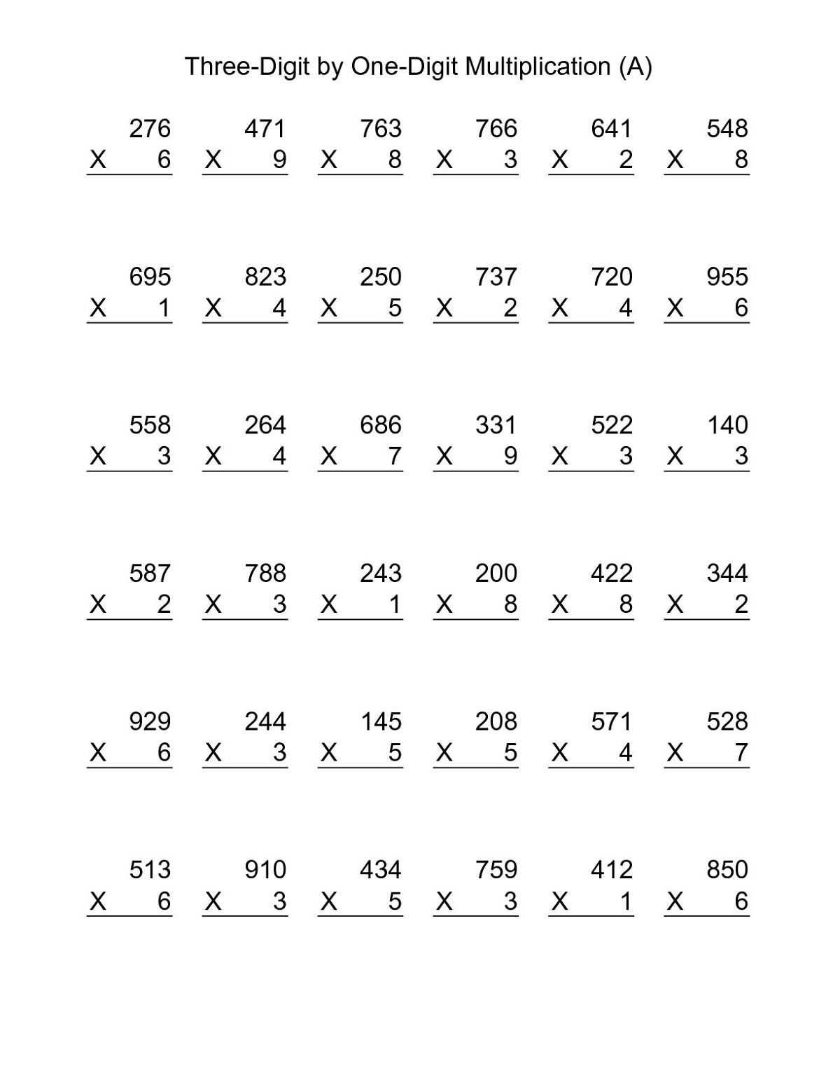 Multiplication Worksheets Printable 8th Grade