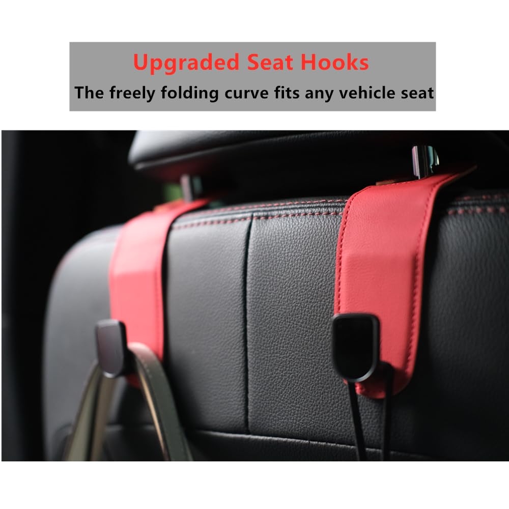 Qirc Leder Auto Organizer Tasche Mit R cksitz Kopfst tze Haken 2 St ck Universal Aufh nger F r Handtasche Einkaufstaschen Rot Amazon de Auto amp 