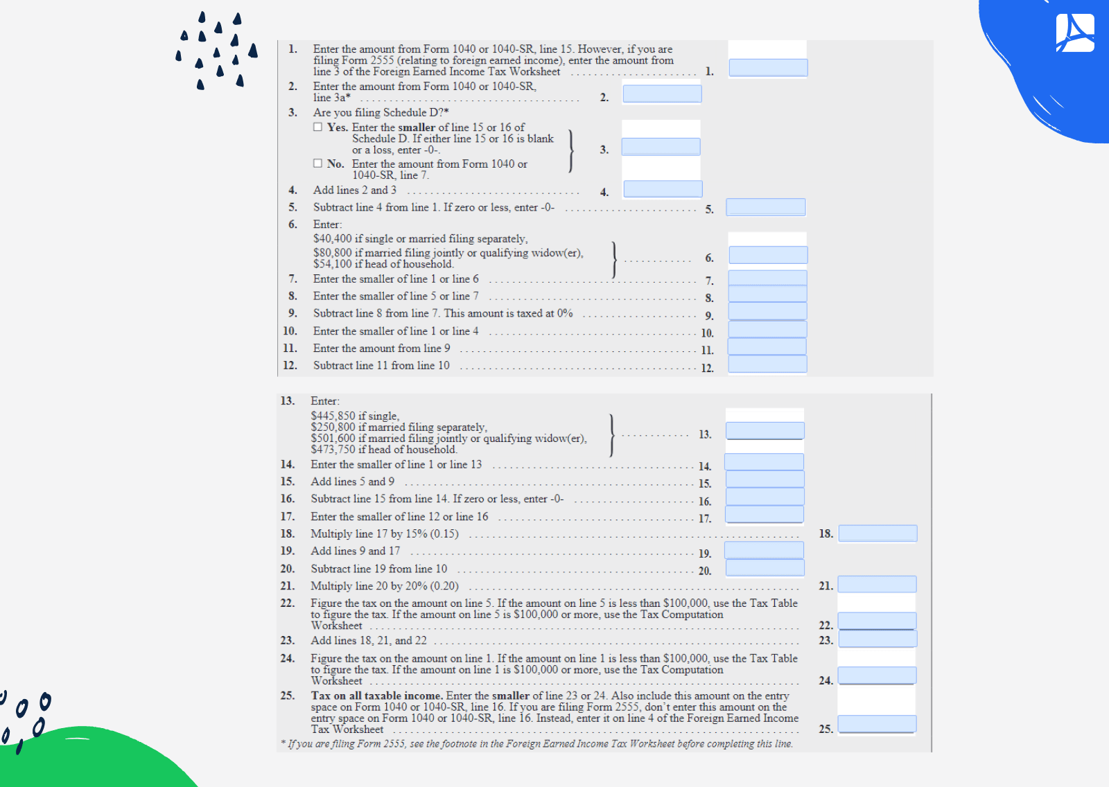 Qualified Dividends And Capital Gain Tax Worksheet 2023 PDFliner 