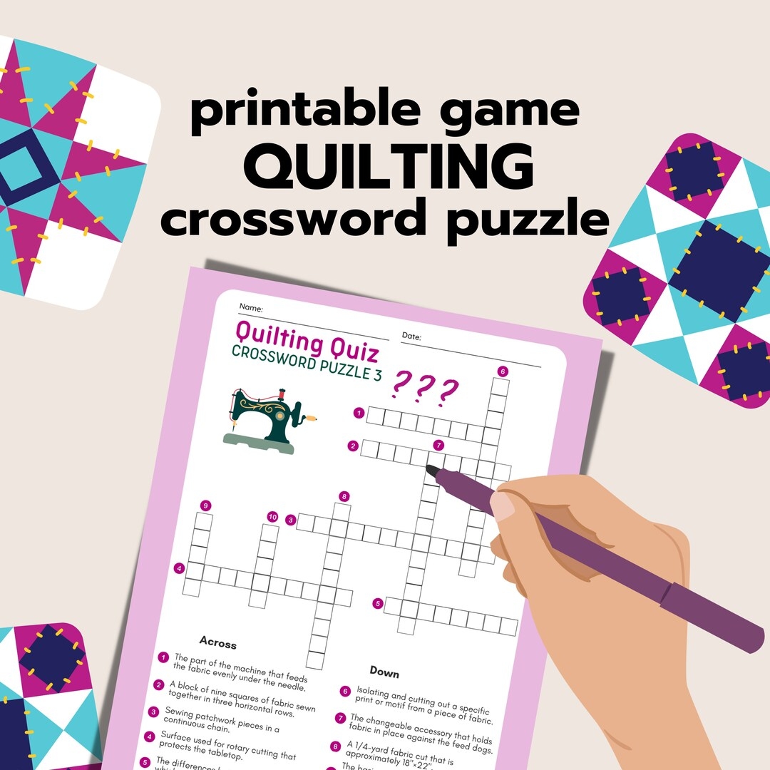 Quilting Crossword Puzzle Printable