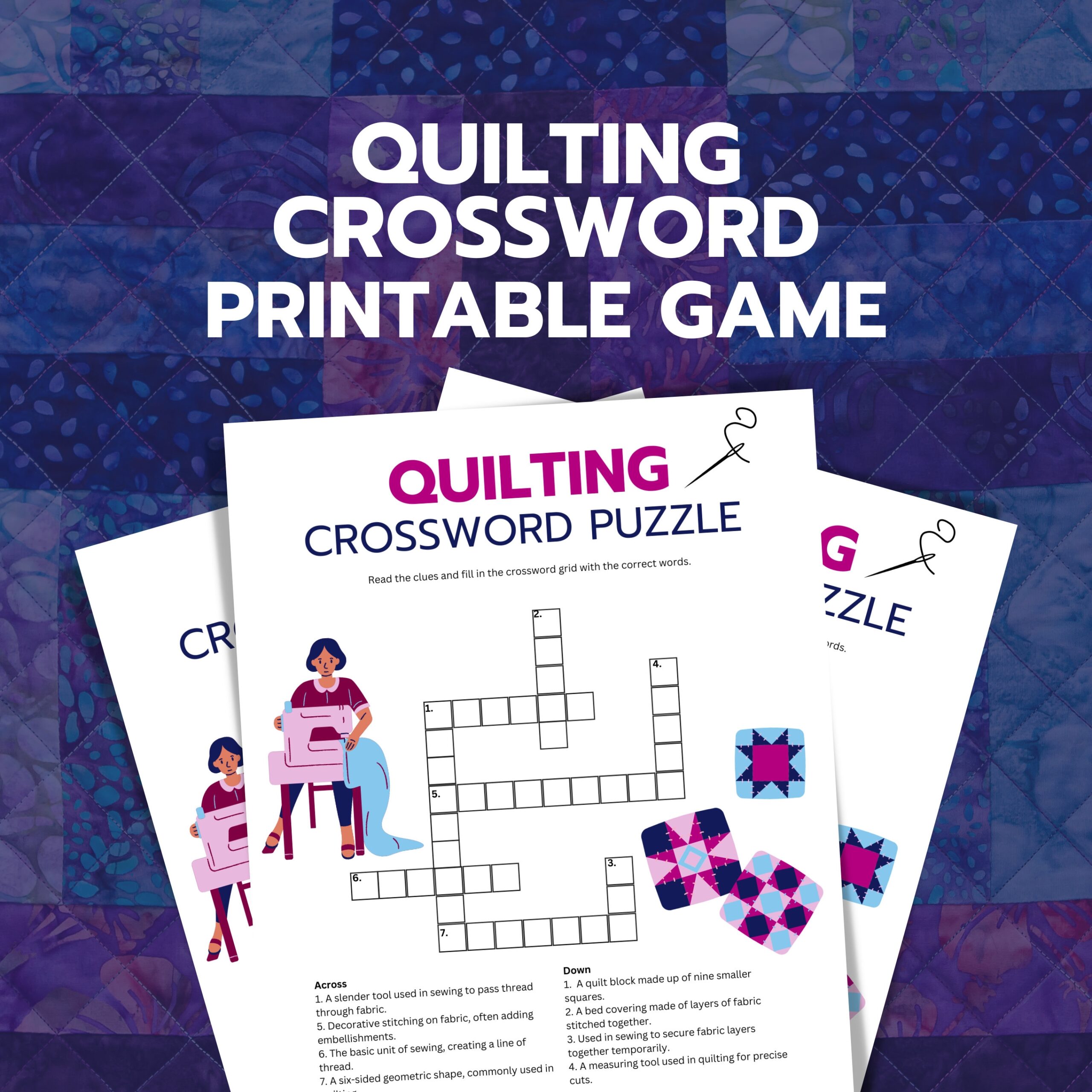 Quilting Crossword Puzzle Easy Sewing Game Quilting Printable 
