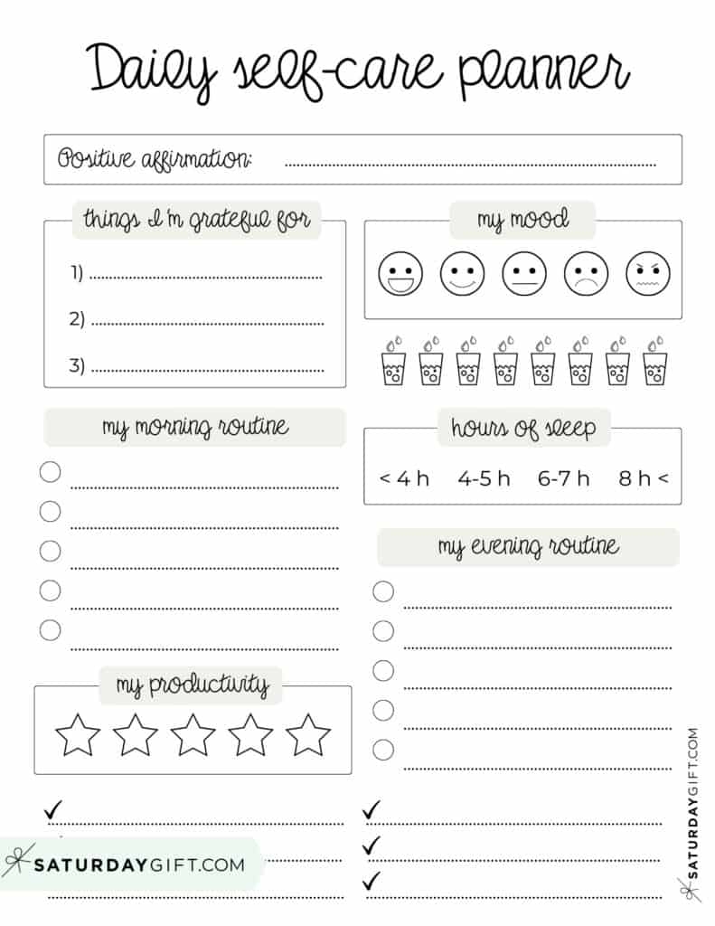 Printable Self Care Plan Worksheet Pdf