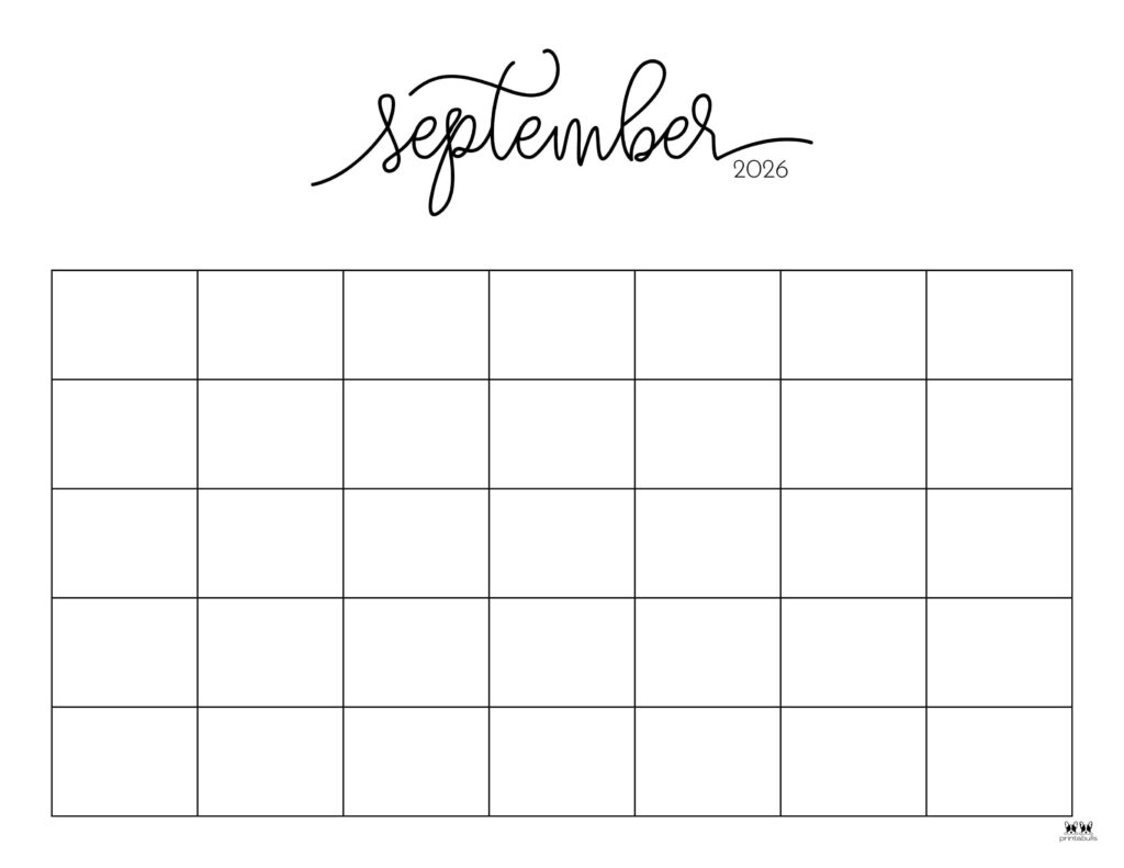 September 2026 Calendars 123 FREE Printables Printabulls