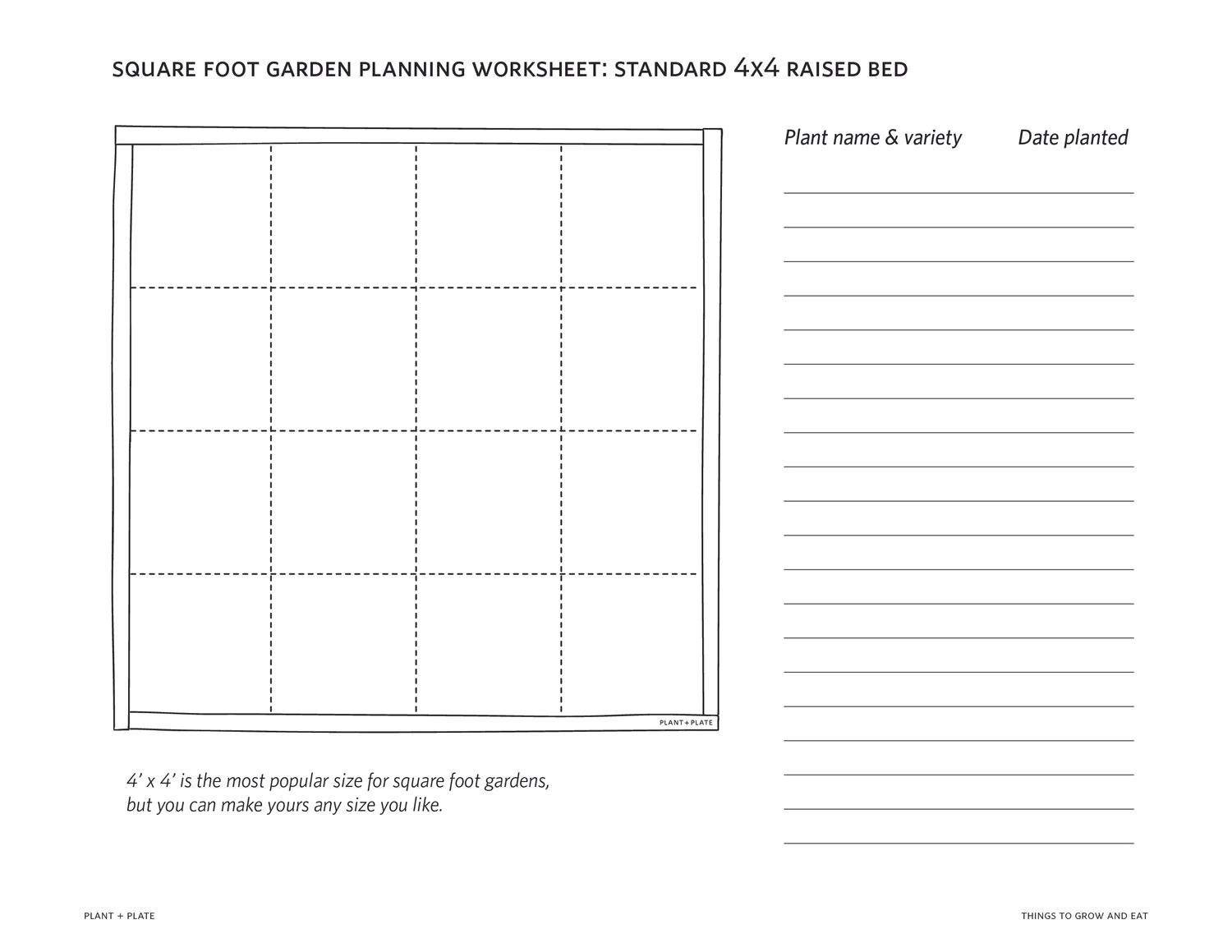 SFG Planner Things To Grow And Eat Printable Shop Plant Plate